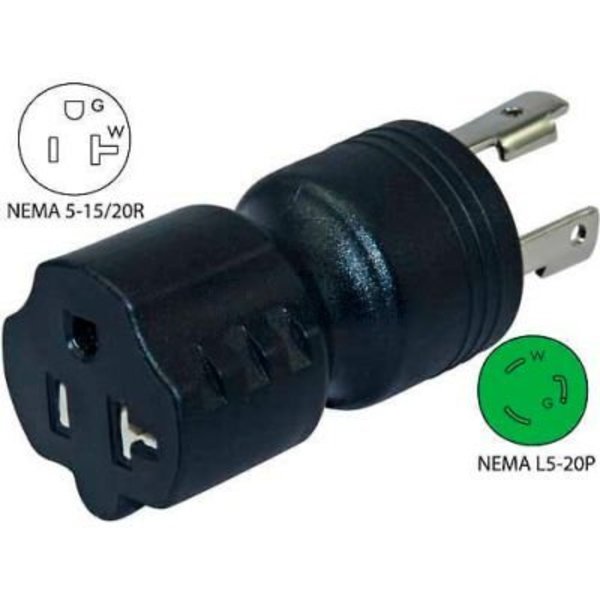 Conntek Conntek 30123-BK, 20 to 15/20-Amp Generator Locking Adapter with NEMA L5-20P to 5-15/20R, Black 30123-BK